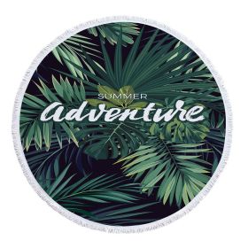 New Tropical Plant Round Beach Towel Microfiber With Fringe Digital Printing