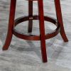 30" Bar Height X-Back Swivel Stool; Cherry Finish; Beige Fabric Seat