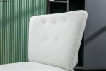 Teddy Fabric Button Accent Slipper Chair With Wooden Legs For Dining Room Living Room Bedroom,White