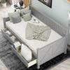 Twin Size Daybed with 2 Large Drawers; X-shaped Frame; Modern and Rustic Casual Style Daybed; Gray(New)