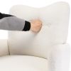 [EAT 3.3]Modern Teddy Short Plush Particle Armchair; Accent Chair with Golden Metal Legs and High Back for Living Room; Lounge; White