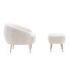 Orisfur. Modern Comfy Leisure Accent Chair; Teddy Short Plush Particle Velvet Armchair with Ottoman for Living Room