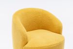 Teddy Fabric Swivel Accent Armchair Barrel Chair With Black Powder Coating Metal Ring; Yellow