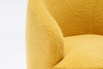 Teddy Fabric Swivel Accent Armchair Barrel Chair With Black Powder Coating Metal Ring; Yellow