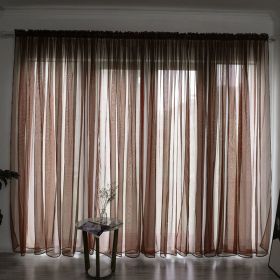 Simple And Modern Balcony Solid Color Gauze Curtain (Option: Khaki-2x2.7Hook)