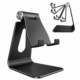Aluminum Alloy Mobile Phone Bracket Foldable Desktop Tablet Multifunctional Mini Foldable Lazy Bracket (Color: Black)